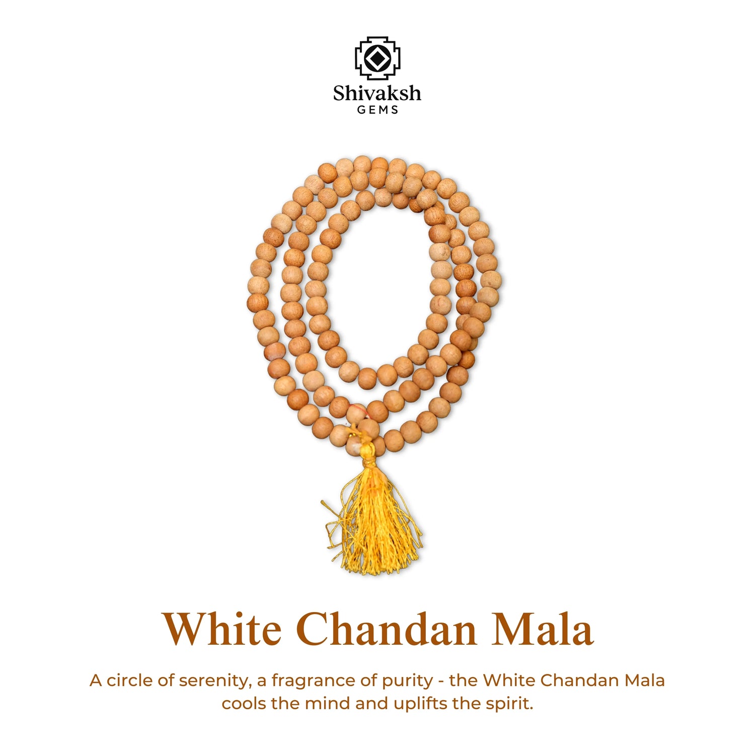 White Chandan Mala Sandalwood Mala