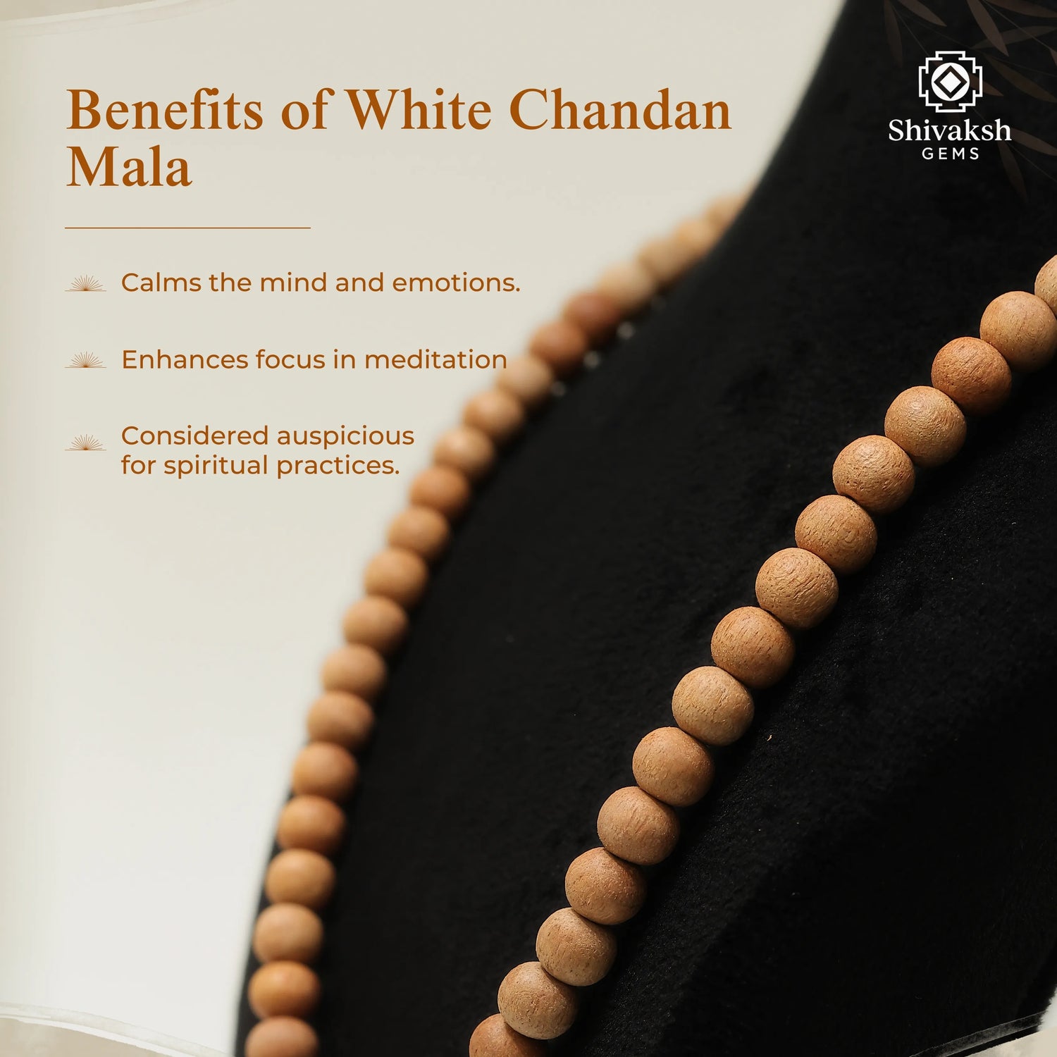 White Chandan Mala Sandalwood Mala